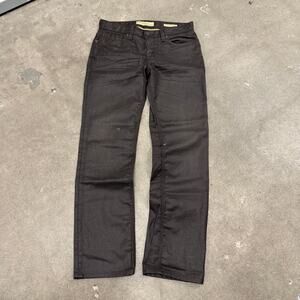 Guess Los Angeles Lincoln Slim Straight Waxed Denim Coated Brown Jeans 32x30